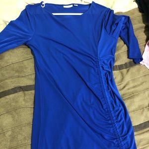 Long sleeve slinky blue dress